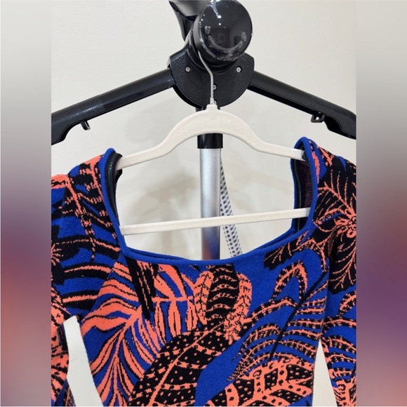 Farm Rio Blue Tropical Gold Long Sleeve Dress - Picture 6 of 10